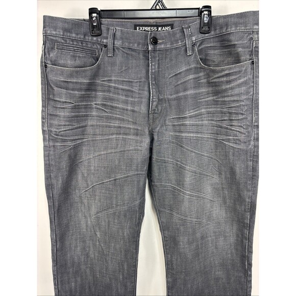 Express Blake Loose Fit Boot Cut Denim Gray Jeans Mens Size 38 x 32 EUC - Picture 4 of 16